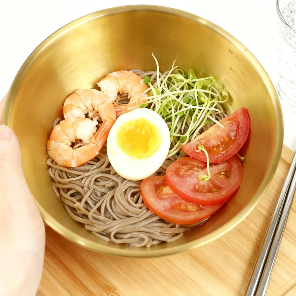 8 Piezas Cuenco Dorado 17 cm de Acero Inoxidable Cuenco Ensalada Dorado Cuencos Apilables Acero Inoxidable Dorados Cuencos de Cocina para Ensalada Sopa Arroz Fideos Ramen Fruta (17 x 7 cm)