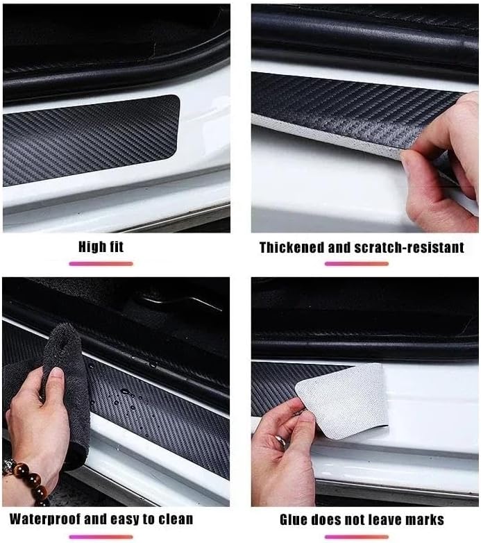 に適合 キア に適合 ストニック アンチスクラッチ ステッカー ドア シル プロテクター プレート トランク ドア シル バンパー シート用  車のテール トランク リア バンパー プロテクター ステッカー 自動車ドア シル ガード デカール カーボン ファイバー リア バンパー ... に適合 キア に適合 セラート カーボンファイバー シル キズ防止 テープ デカール フィルム トランク バンパー プロテクト スト