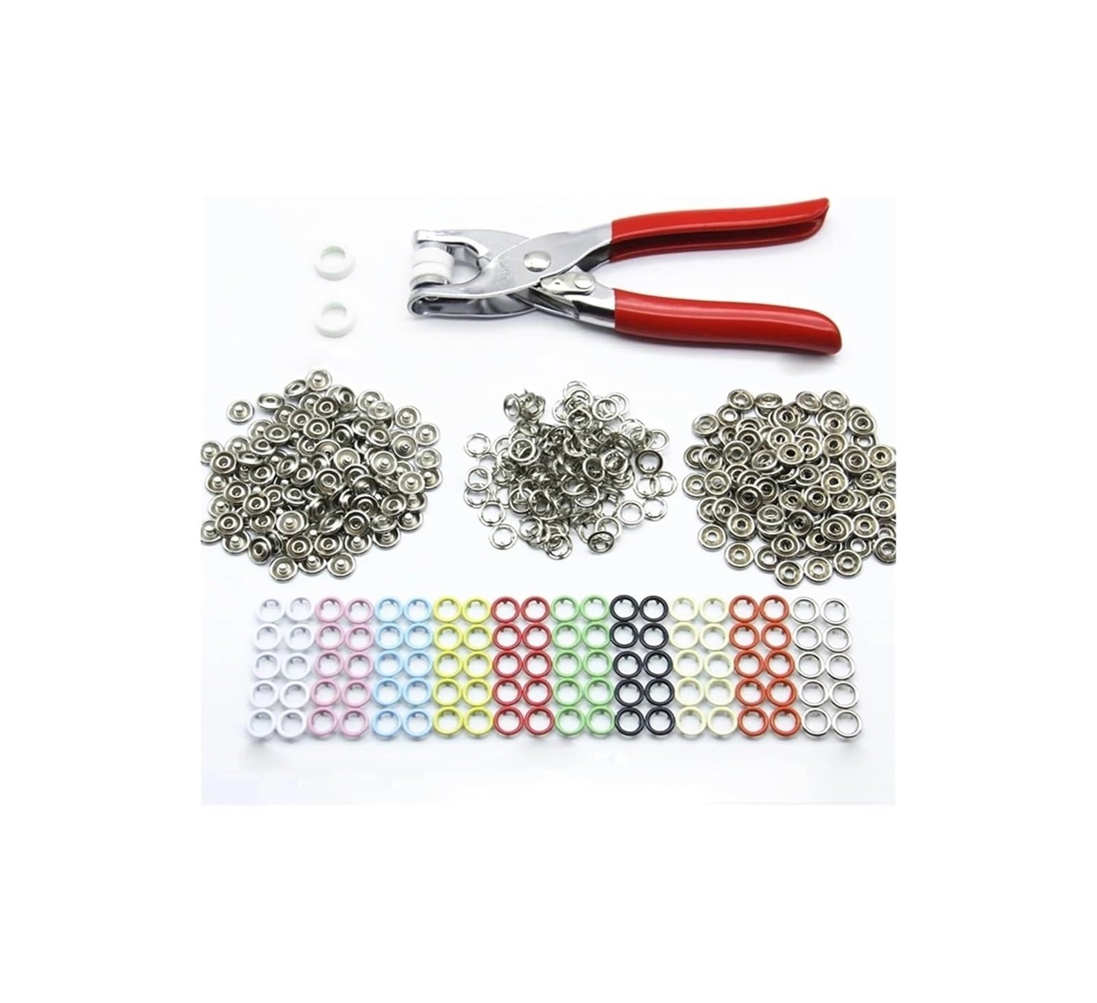 Kit de cierres a presión – Juego de 400 hebillas de metal cobre de cinco garras con alicates de presión manual