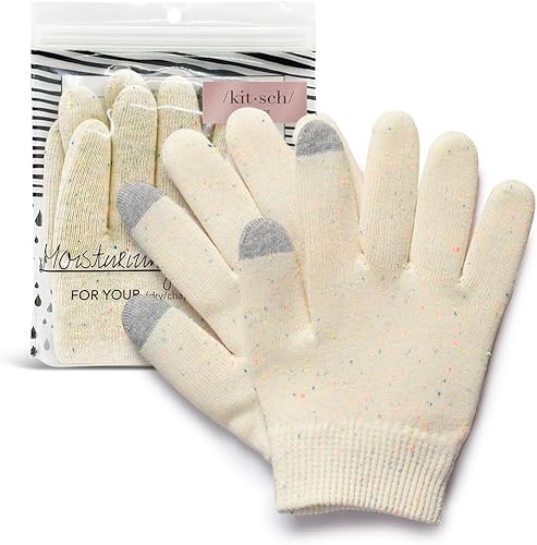 Kitsch Guantes hidratantes de algodón para manos secas, guantes hidratantes reutilizables para las manos durante la noche, guantes de loción para