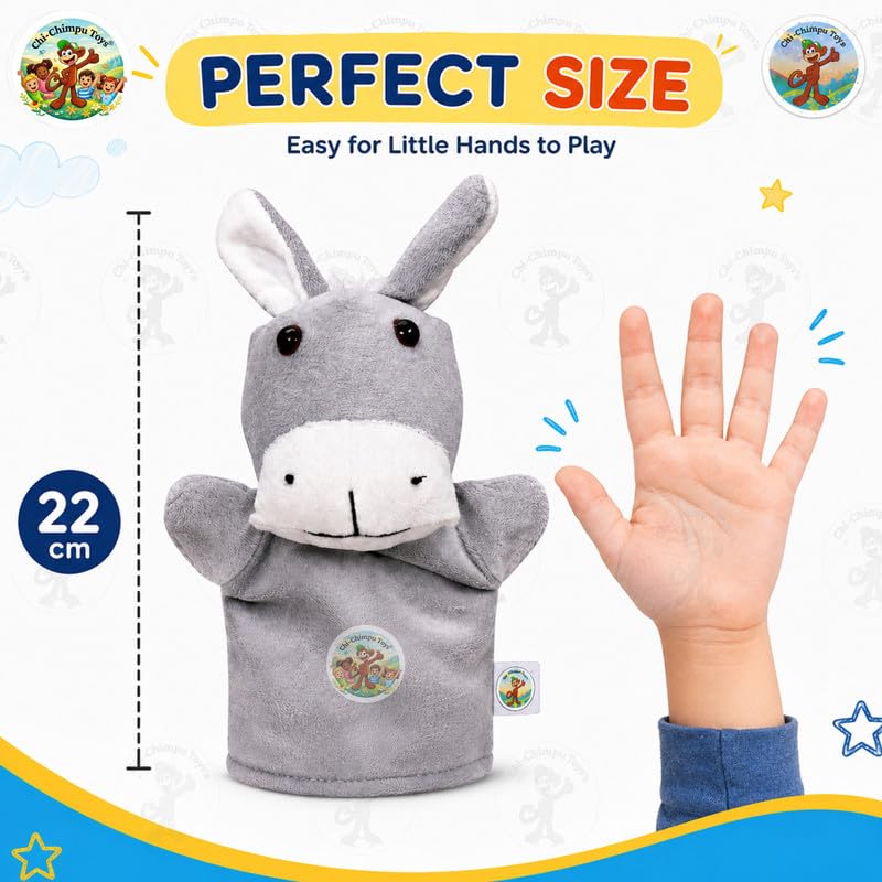 Image of Donkey Puppet Soft Hand Puppet for Kids Role Play Storytelling Educational Toy
