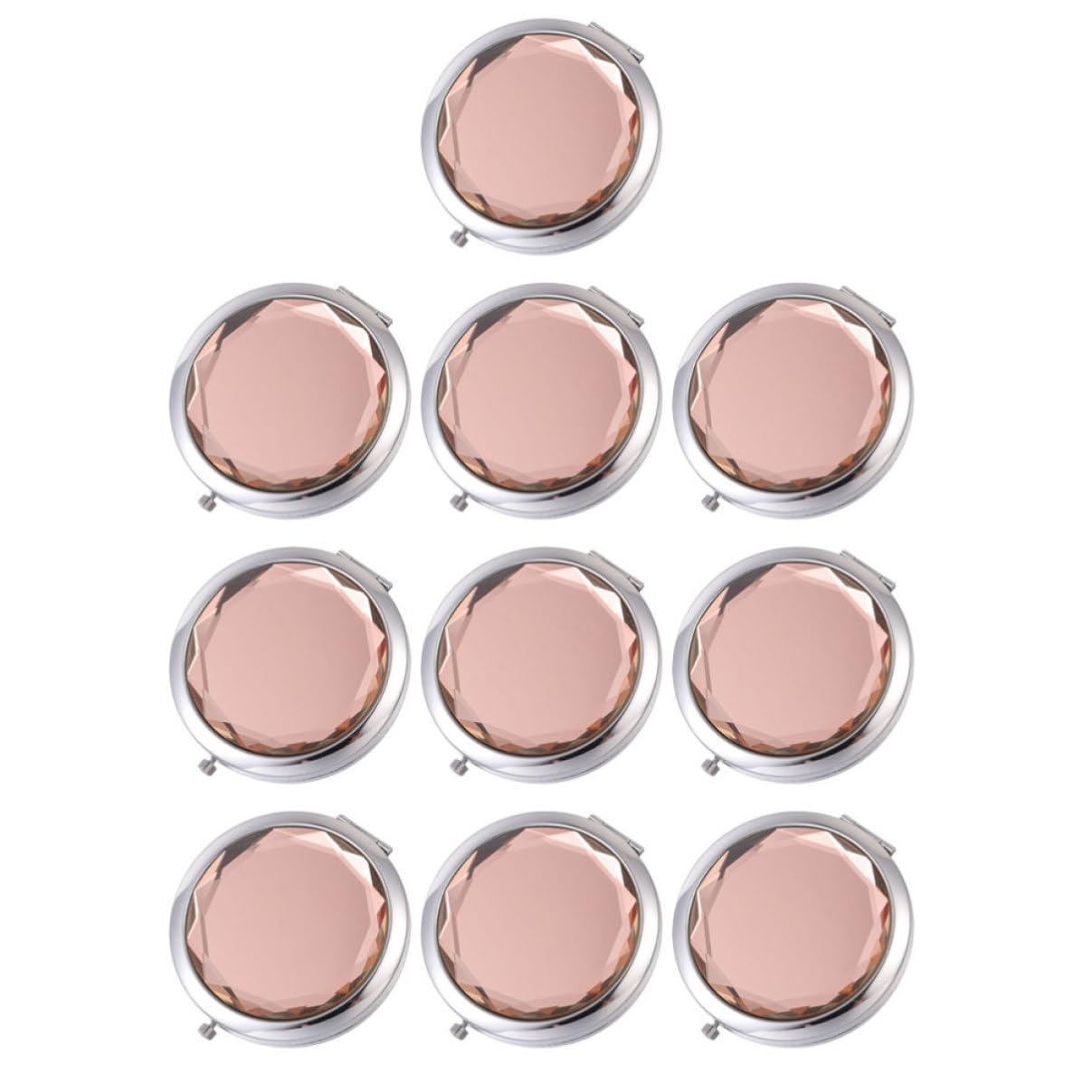 TIDTALEO Miroir de Maquillage Compact en Métal et Verre, Portable et Grossissant, Lot de 10 Pièces pour Paquet à Main et Usage Quotidien