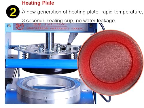 Miniatura 5 de Máquina de sellado manual de tazas, 300-500 tazas/hora 90/3.740 in sellador de tazas para leche, Boba té, café, batidos, sellador, enchufe de EE. UU