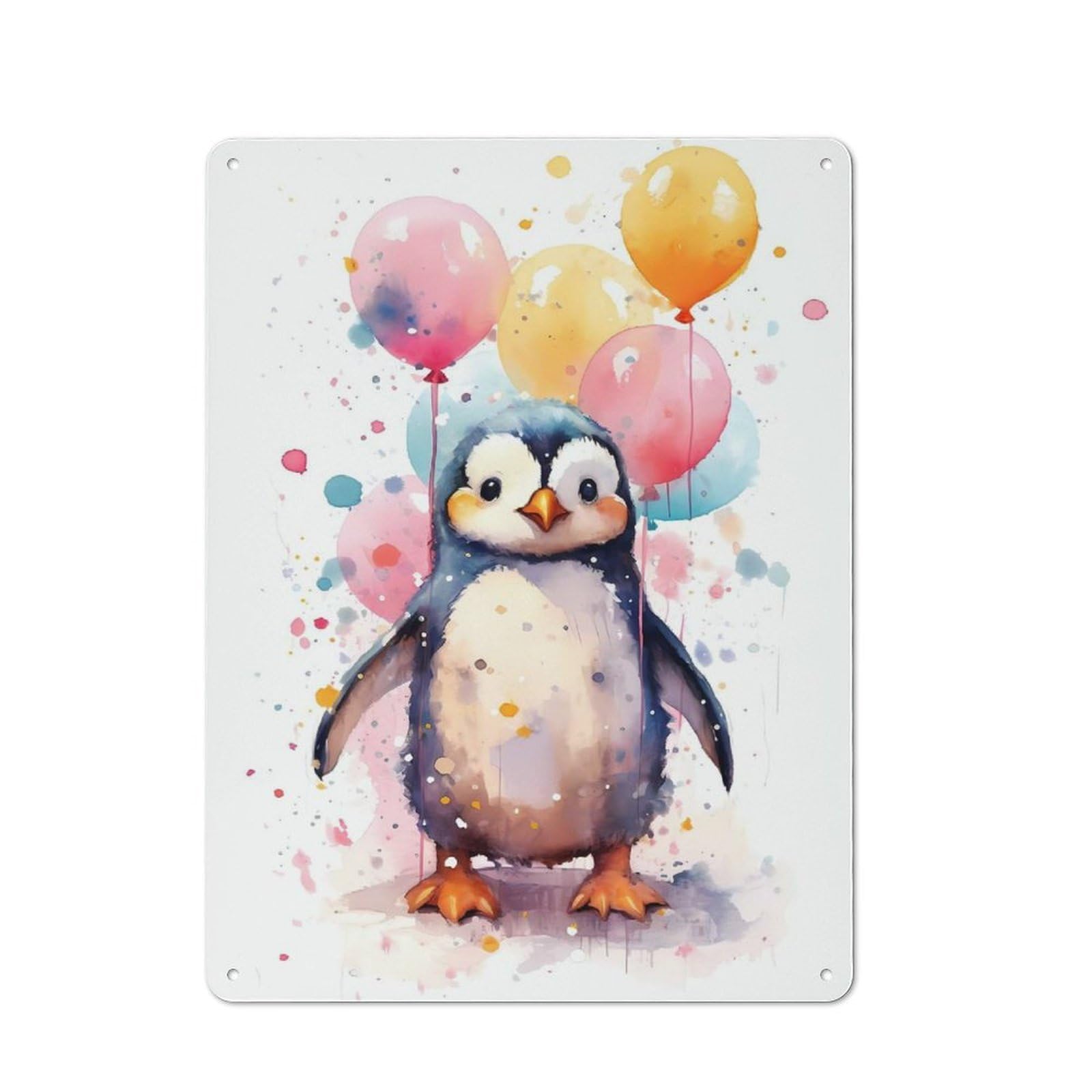 Junmoney Style-23 Penguin Cute Printed Metal Sign 40X30cm For Studio Or Craft Room, A New Home Present For Creative-Space Collectors