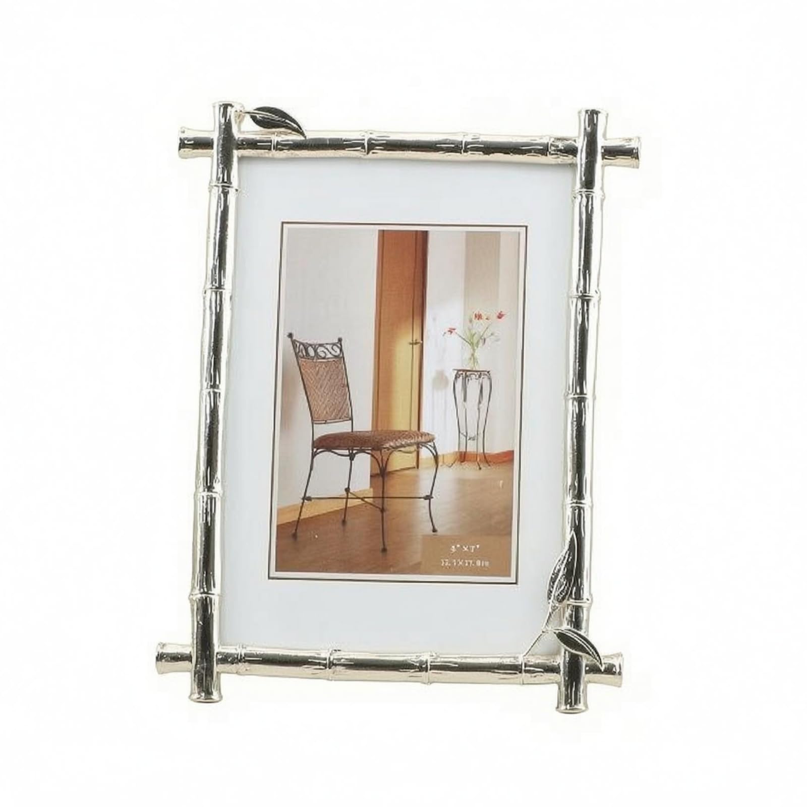 Cadre photo style bambou doré en métal de qualité supérieure 16,5x20 cm