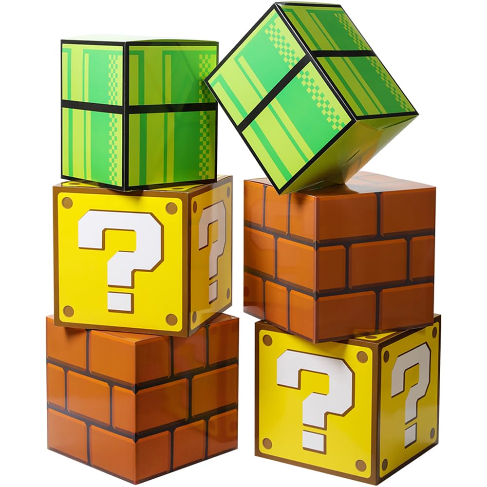 6PCS Big Party Boxes For Birthday Party Question Boxes Brick Boxes Pipe Boxes For Party Game Party Favor Props Boxes (11.8 x 11.8 Inch)