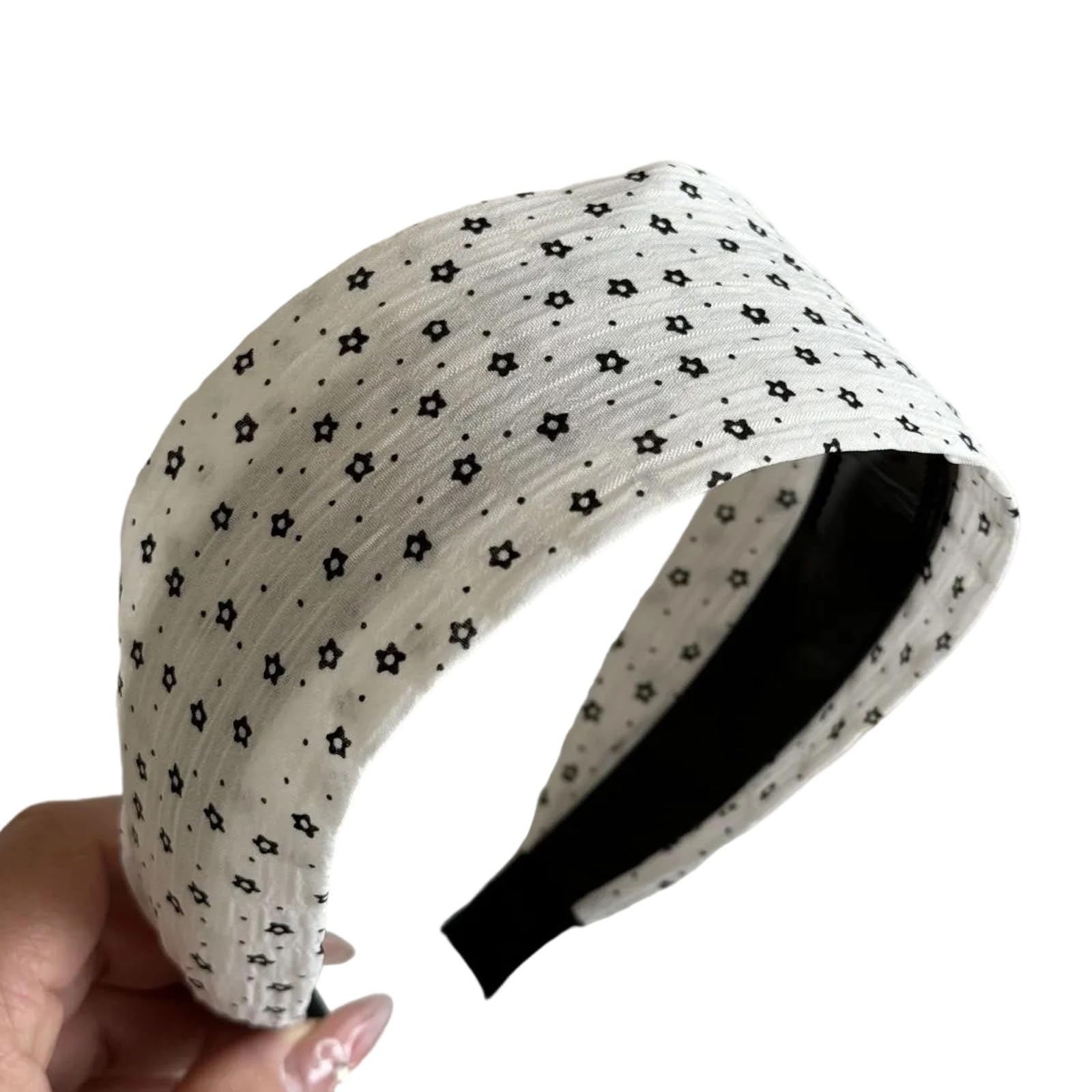 YUXITA Wide Band Round Dot Floral Headwear For Women Soft Fabric Hair Accessory Comfortable Hairband For Daily Styling