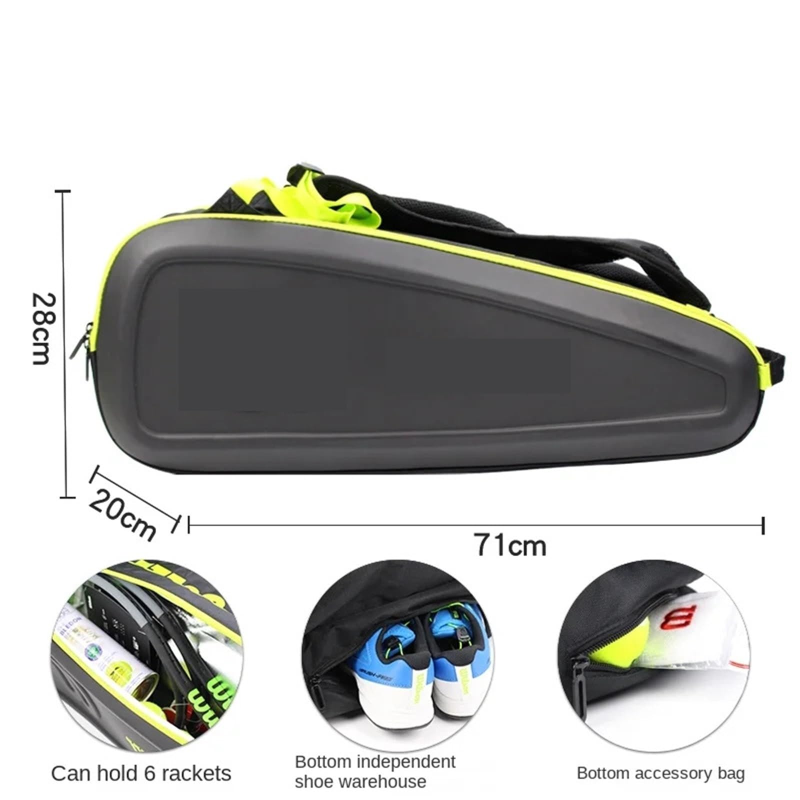 Borsa per Racchetta da Tennis Borsa da tennis sportiva | Zaino fitness da tennis for uomo e donna, multiuso, for 6 racchette