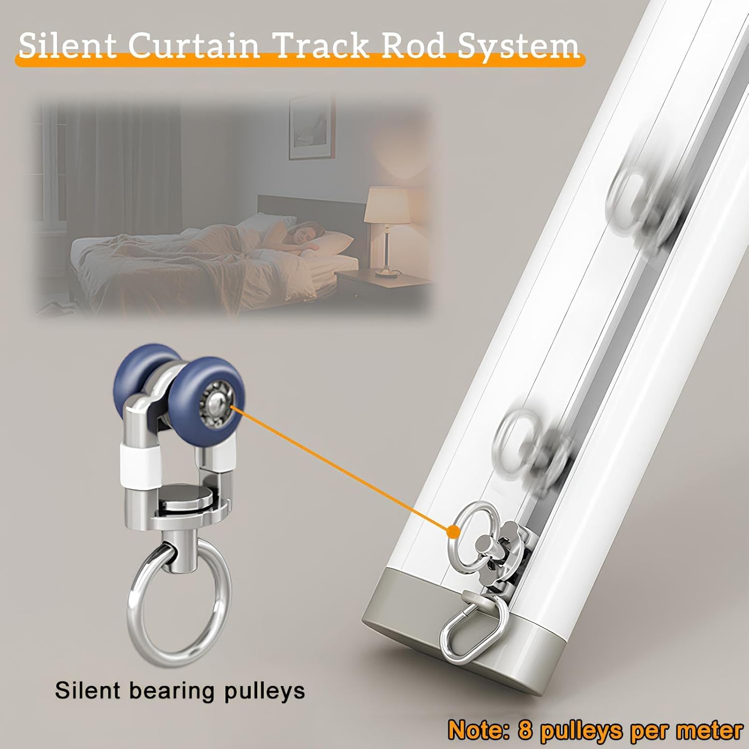 Ultra-Thin Ceiling Curtain Track, Aluminium Silent Wall Mounted Single Rail Curtain Rod Set, Bedroom/Window/Hotel Drop Divider Invisible Pole(Wall-White,6.23ft/2x3.11ft)