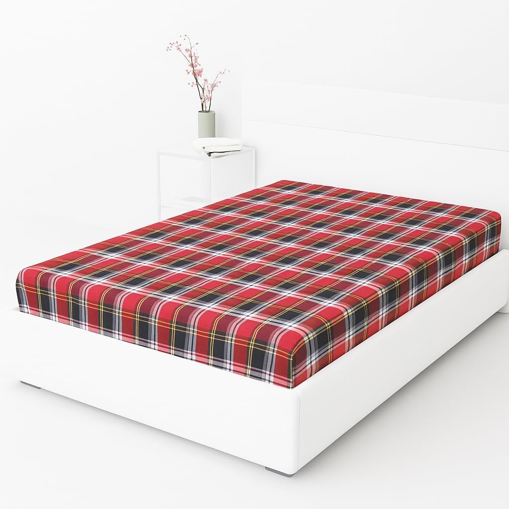 Cotton Mattress Cover for Single Bed (72x36x5 Inch / 6x4 Feet) – Breathable Mattress Protector with Strong Zipper/Chain | Soft, Dustproof, Washable, Bed Mattress Safety Cover (Red Check)-image-33