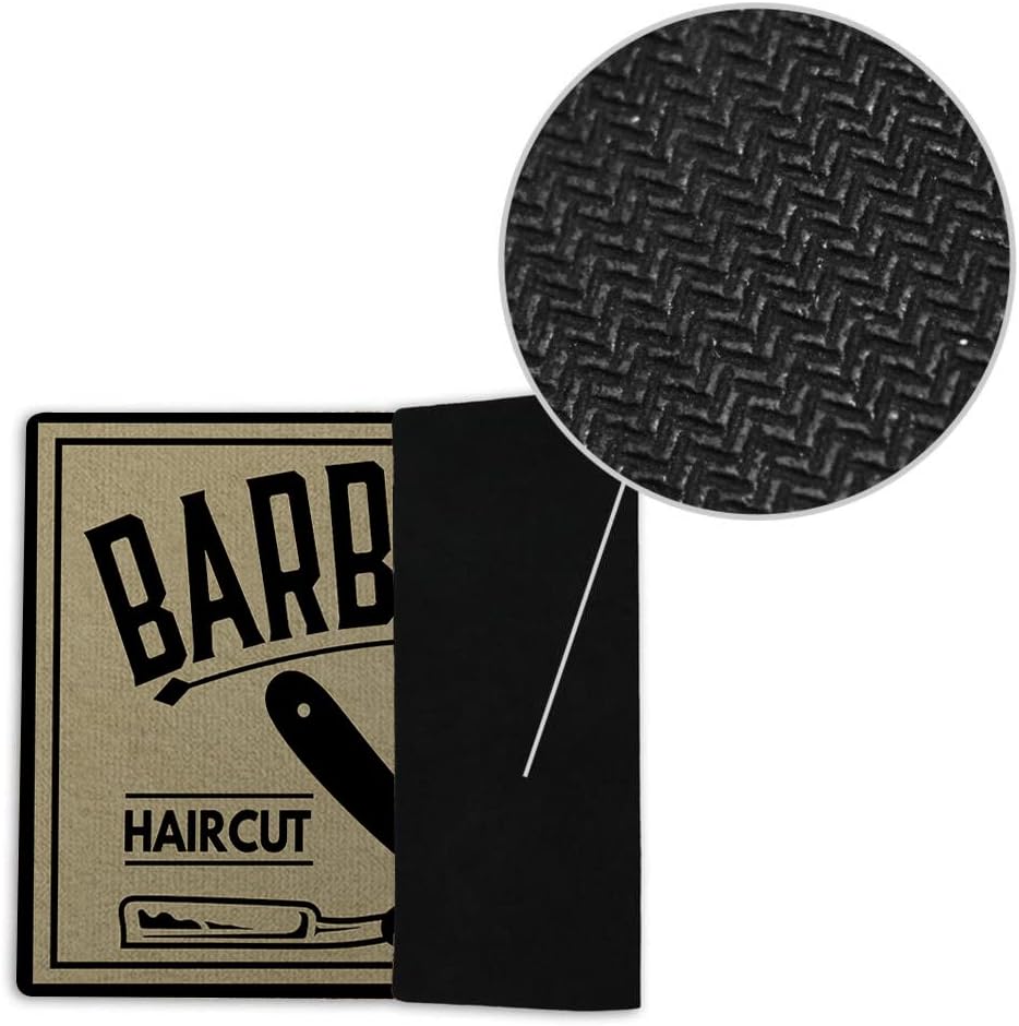 Funny Barber Shop Door Mat Non-Slip Back Rubber Entry Way Doormat Outside | Haircuts Shaves | Standard Outdoor Welcome Mat | Patio Home Indoor | Non-Woven Fabric 18 Inch x 30 Inch