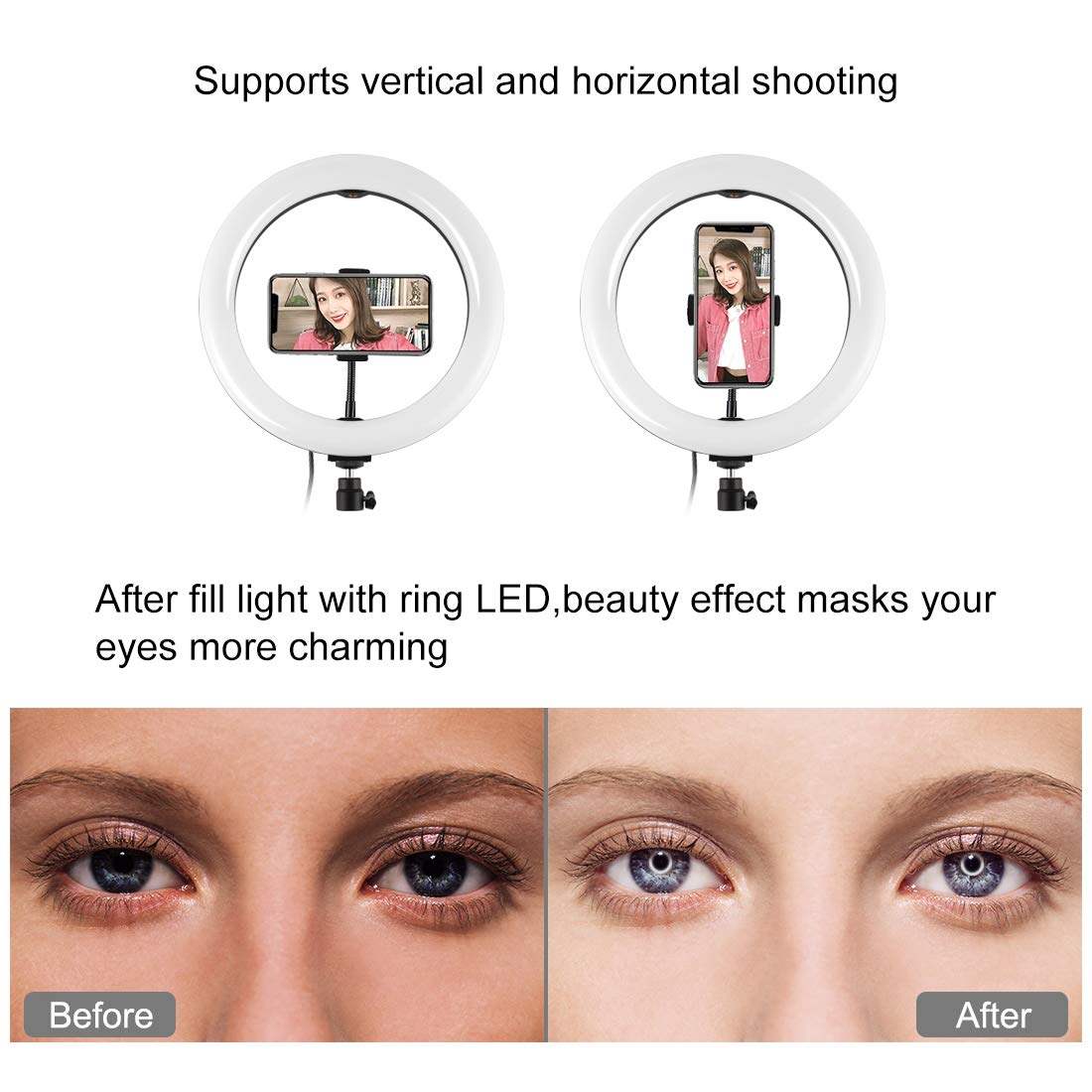 APP LIFE Ring Light 10 Pollici LED 3 Modalità Illuminazione 10 Luminosità Staffa Triangolare