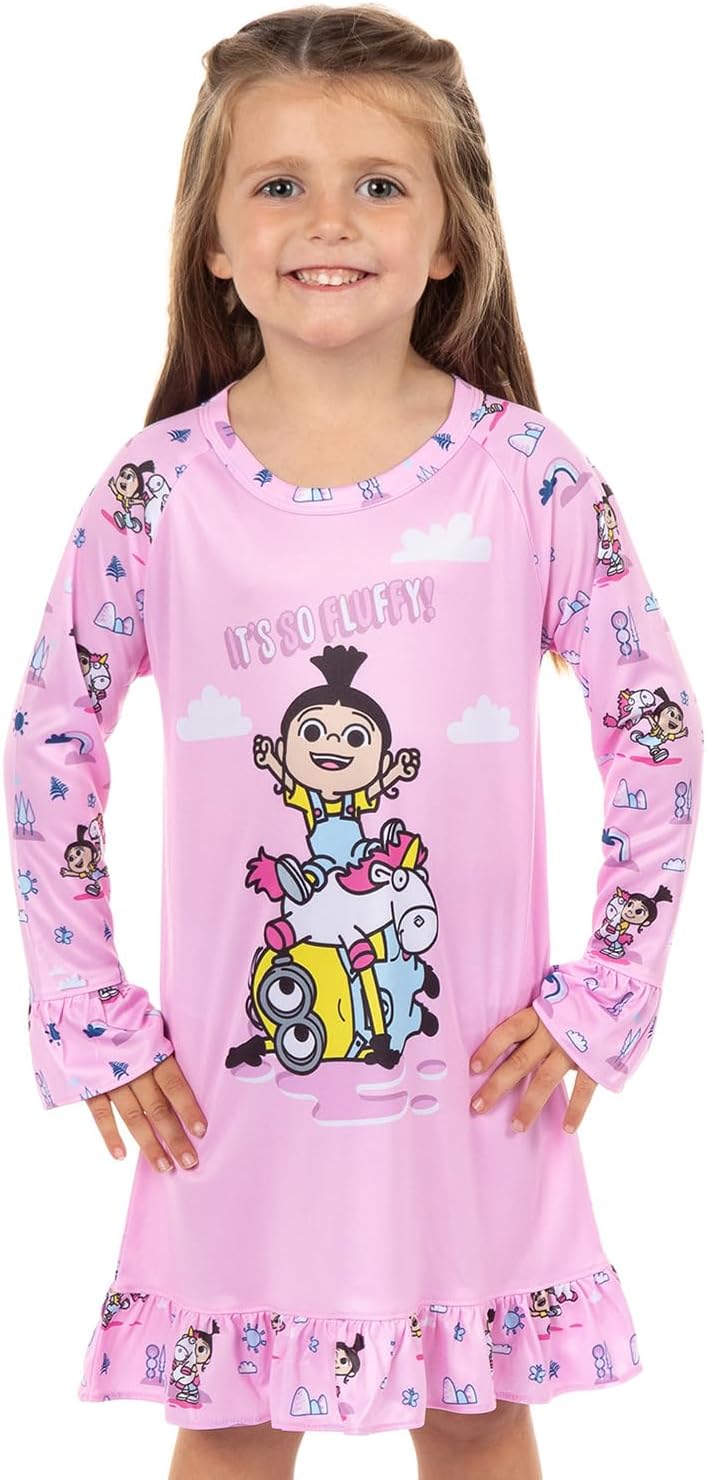 INTIMO Minions Pajama It's So Fluffy Long Sleeve Raglan Ruffle Nightgown