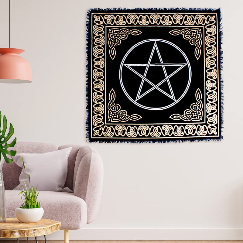OCTAZI Altar Table Cloth Tarot Cards Bandana Tablecloth Wiccan Altar Tools Napkins Witchcraft Supplies Square Witch Pagan Spiritual Celestial Deck Witchy Spell Cotton Sacred Alter Cloth With Fringes - Image 2