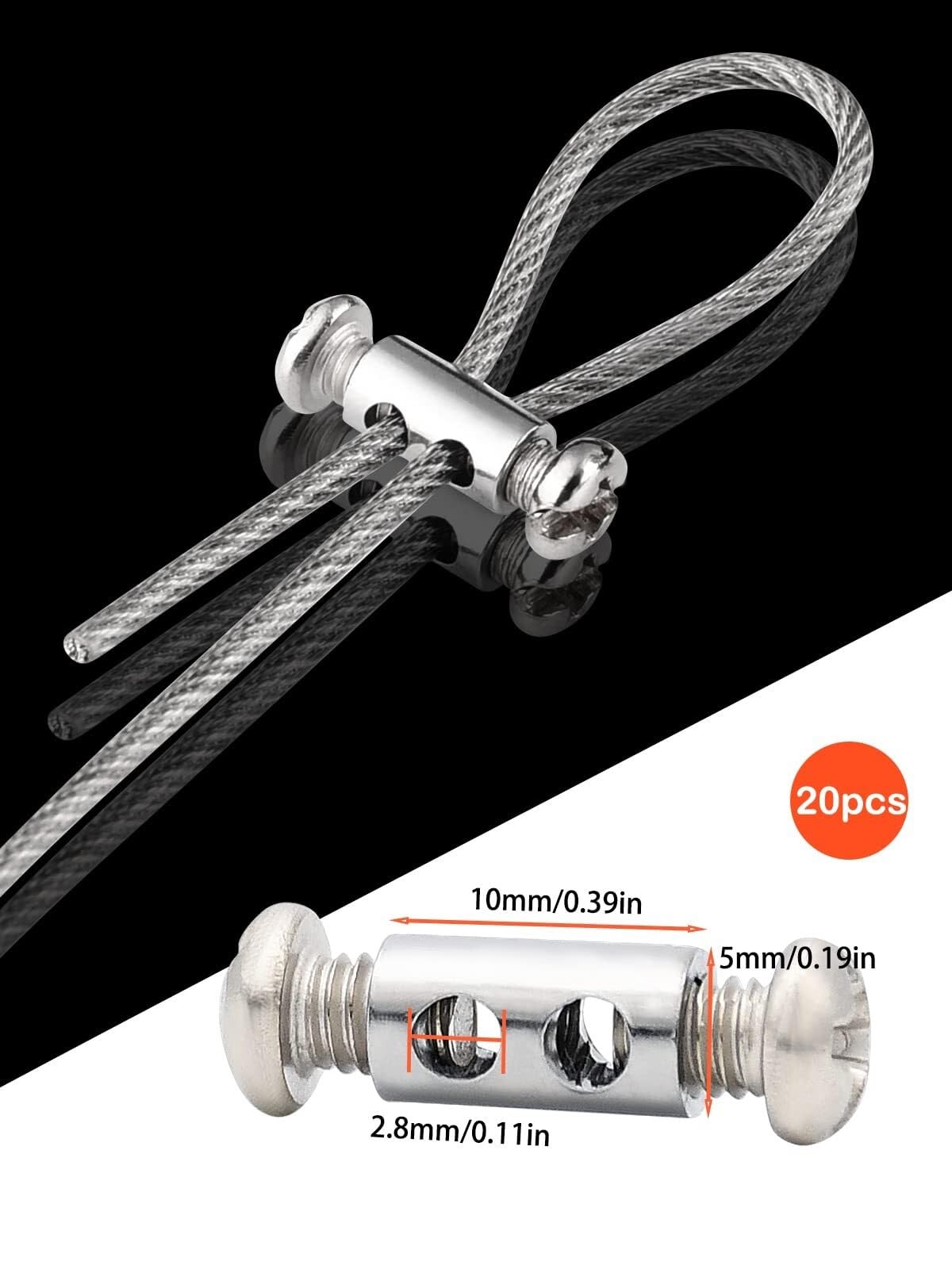 Kit de serrage pour câble 2mm - 20 pièces agrafes, 20 pièces cosses, 50 pièces manchons pour fixation sécurisée