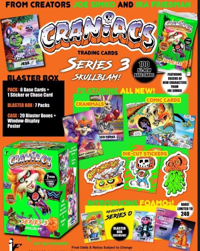 Craniacs Trading Cards Series 3 Skullblam! 7-Pack Blaster Box, 7 Packs Per Box, 7 Cards Per Pack