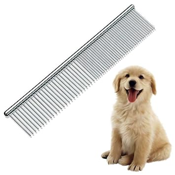 PetCeptual Stainless Steel Dog Pet Cat Puppies Hair Grooming Flat Comb - Small