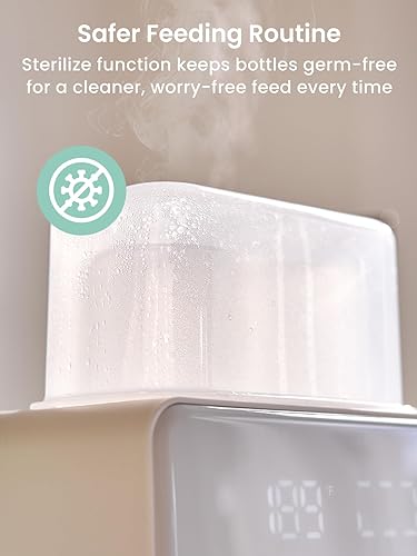 Miniatura 8 de Grownsy - Calentador de biberones rápido 10 en 1, control preciso de temperatura, con pantalla LCD, temporizador, descongelación, esterilización,
