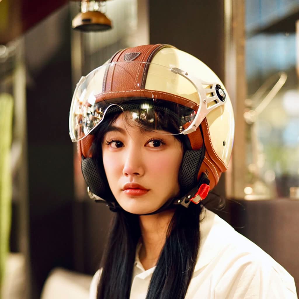 womens retro bicycle helmets Women Elegant Motorcycle Helmet Open Face Half 3/4 Cool Girl Style Vintage Comfortable Adults Scooter Moped Locomotive Chopper Cruiser Road Riding Helmet DOT Certified-D-Medium : Automotive Rebel Lures Teeny Wee smartercull The Story Retro Certified Model:TATU200