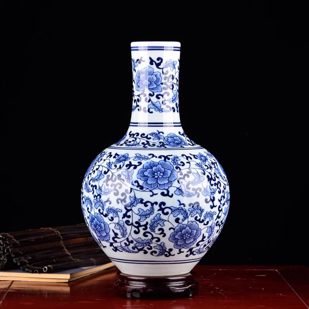Amazon.co.jp: NAROBAN 花瓶 景徳鎮陶磁器 古代の手描き 青花磁器 