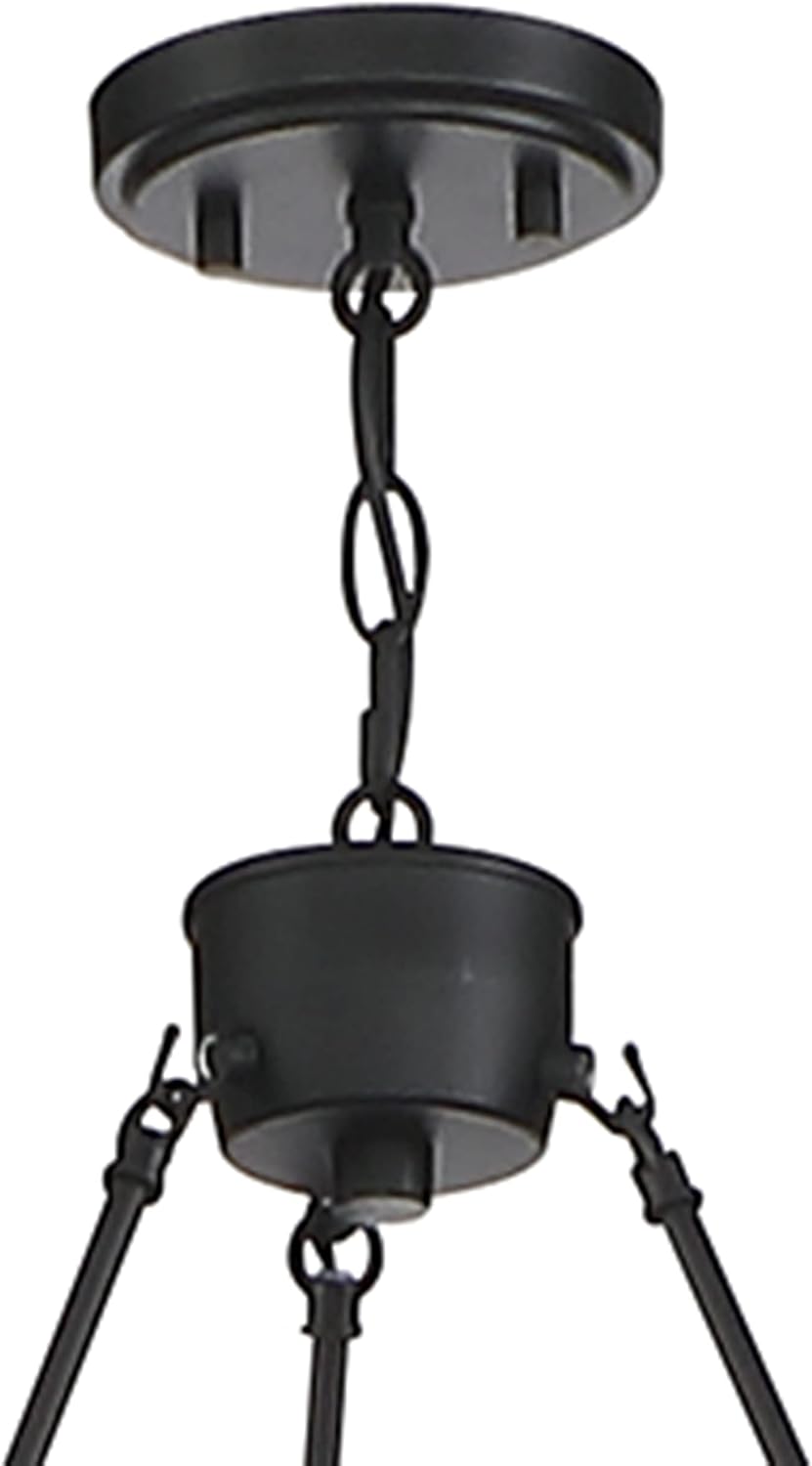 Vanity Art 6 Lights Wagon Wheel Chandelier Lighting | Modern Hanging Lights Farmhouse Candle Style Ceiling Light Fixtures for Living Room Dining Kitchen (Classic Black) VA10556BK-BD