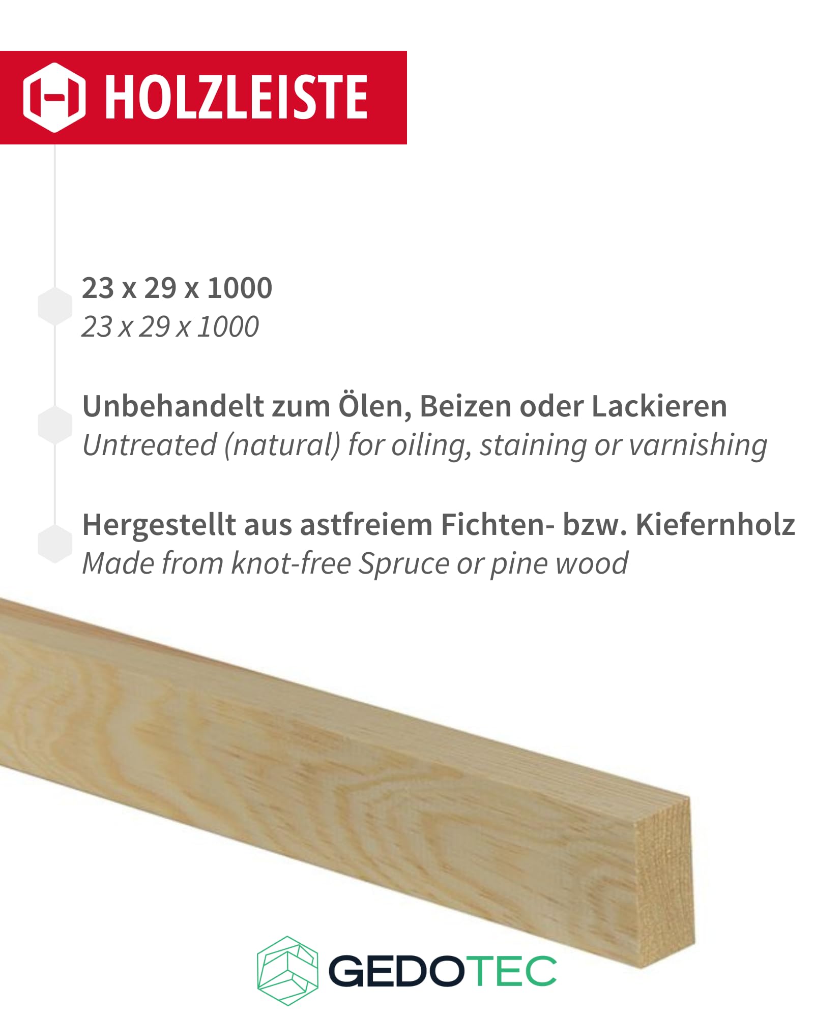 Gedotec Moldura Triangular - Tablones De Madera Para Construir De Madera Blanda 100 Cm | 5 Piezas 30 X 30 Mm | BÁSICO | Moldura Decorativa Versátil Y