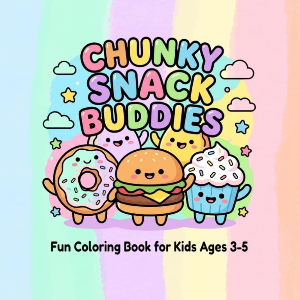 Chunky Snack Buddies Coloring Book for Kids Ages 3–5: Big Bold and Easy Designs | Silly Cute Food Characters for Toddlers and Preschoolers (Big Bold Dinosaurs Coloring Book for Toddlers)