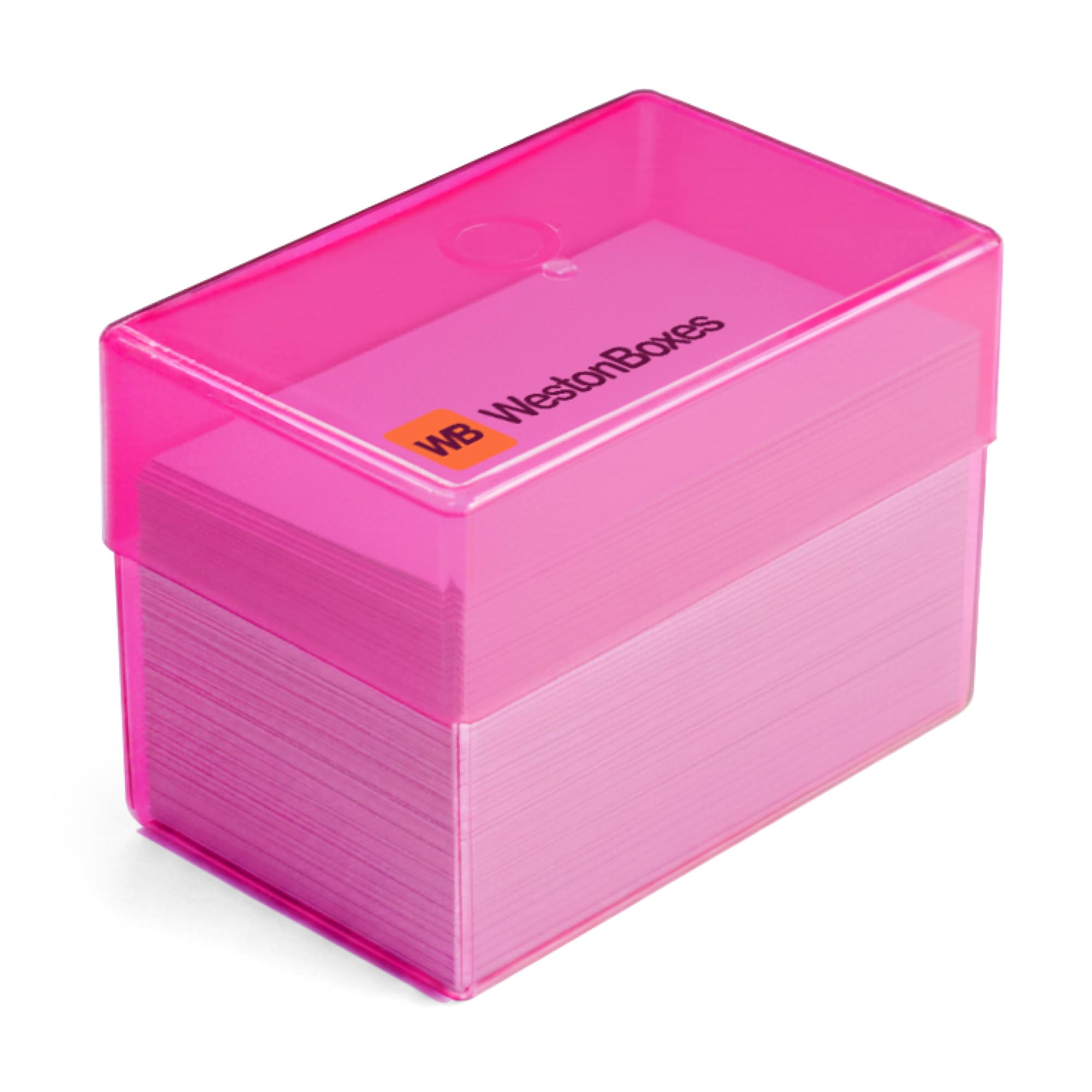 Westonboxes Pink / Transparent Plastic Business Card Boxes - Holds 250 Business Cards - 70Mm Deep (Pink, Pack Of 8)