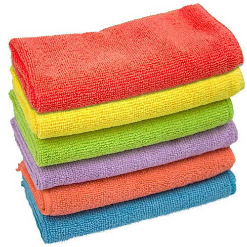 KMAKII Microfiber Cleaning Cloths Best Kitchen Dish Cloths Microfiber Towel for Dish Car Washing 13.7 by 13.7-inch,6 Colors - 6 Pieces