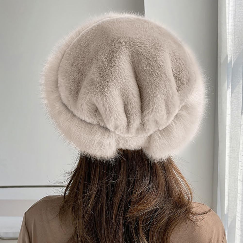 Uposao Hiver Fausse Fourrure Chapeau Thermique Chapeau pour Femmes Homme Super Épais Chaud Chapeau Dôme Béret pour Ski Snowboard Moto Camping Randonnée Cyclisme