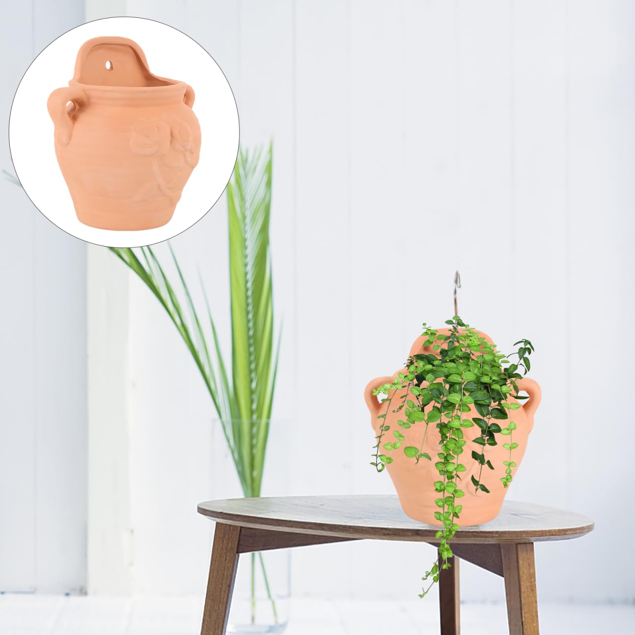 POPETPOP Pot De Fleur Suspendu en Terre Cuite 17X17X22Cm Jardinière Murale pour Plantes Succulentes Balcon Et Intérieur Support Mural Durable pour Décoration De Jardin