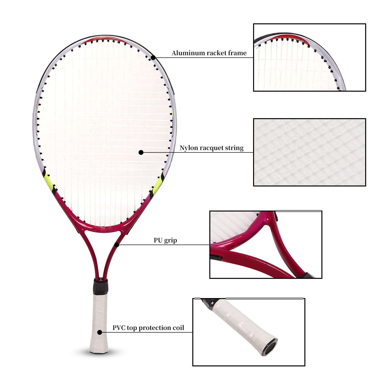Topyond 23" Racchetta da Tennis in Alluminio Racchetta da Tennis per con Borsa, Junior Racquet con Borsa, Racchetta Tennis Bambino, Racchette da Tennis Professionali Gioventù Unisex