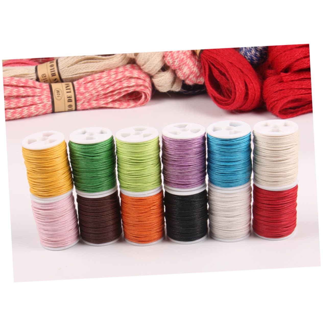 SHINEOFI 24 Piezas hilo de cera para cuero cuerdas de poliéster encerado joyas coloridas hilos de coser cuerda de tejer cordón de tejer Pulsera Cuerda trenzada cuerda de cera