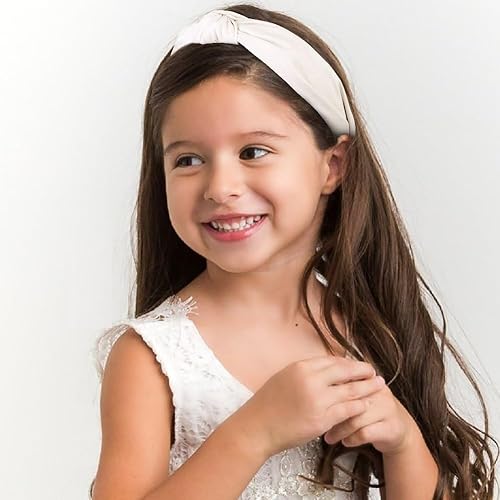Miniatura 6 de Huachi Diademas de cuero para mujer, diadema anudada con nudo superior, diadema blanca cremosa para niñas, accesorios para el cabello