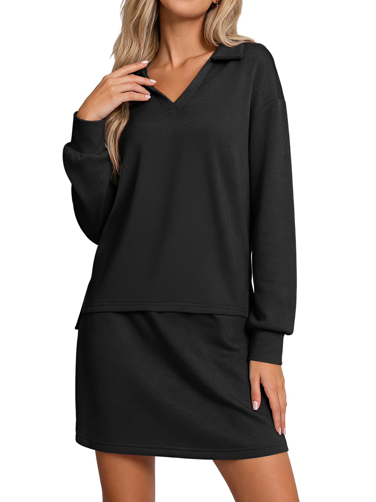 Casly Lamiit Conjunto de dos piezas para mujer 2024 casual, sudadera y falda a juego, conjunto de sudadera para tenis y jogger