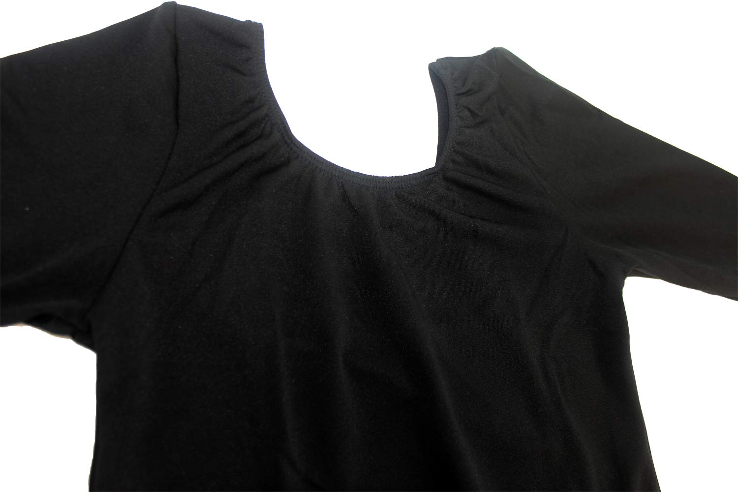 Maillot de Danza Ballet Gimnasia Leotardo Body Clásico Elástico para Niña Manga Larga Cuello Redondo Negro 12 años