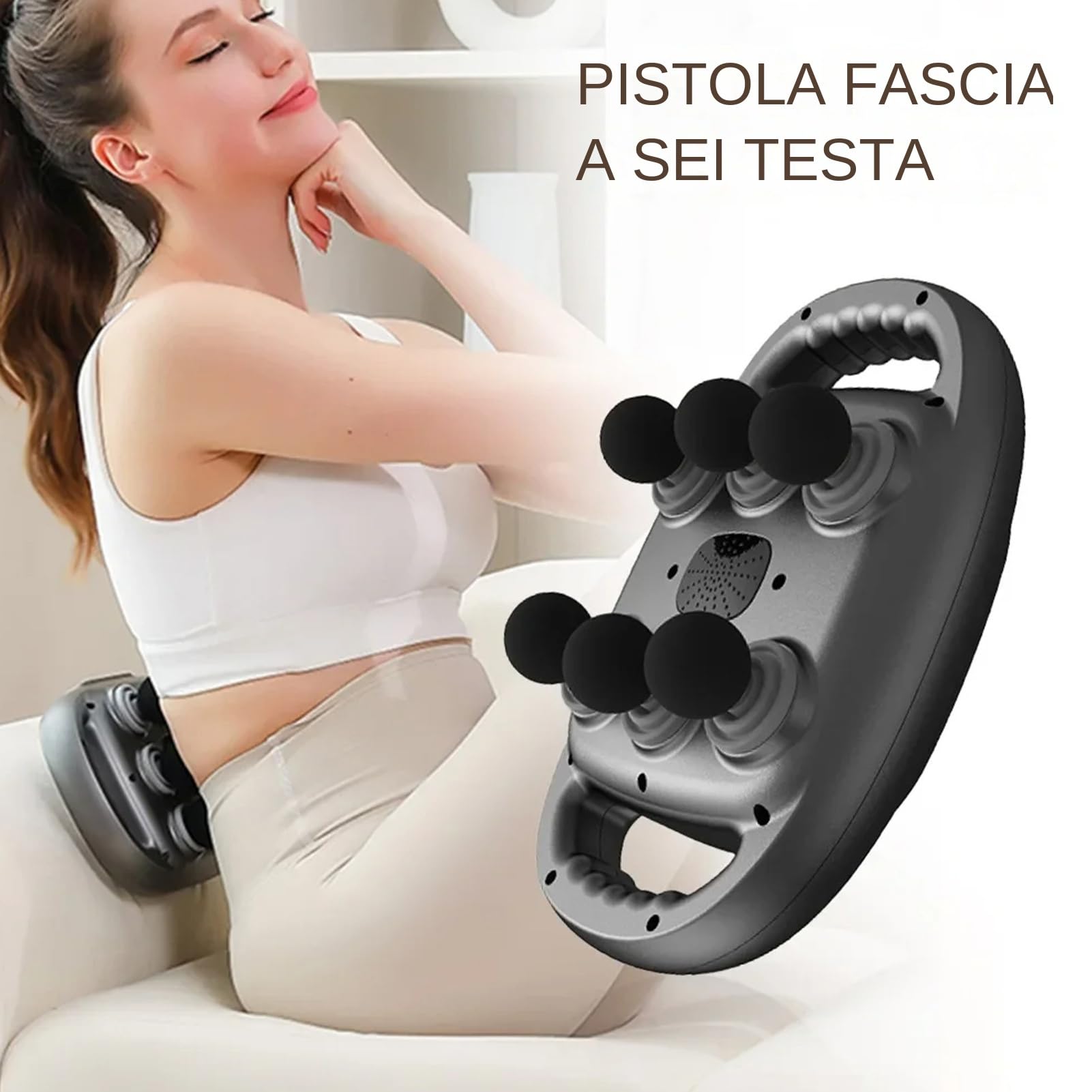 Handmassagegerät, Handmassagegerät Mit Handgriff, Massagegerät Mit 6 | Köpfen | Kompaktes, Sportmassagegerät Für Sportler, LED-Anzeige, Professionelle 9 Knoten