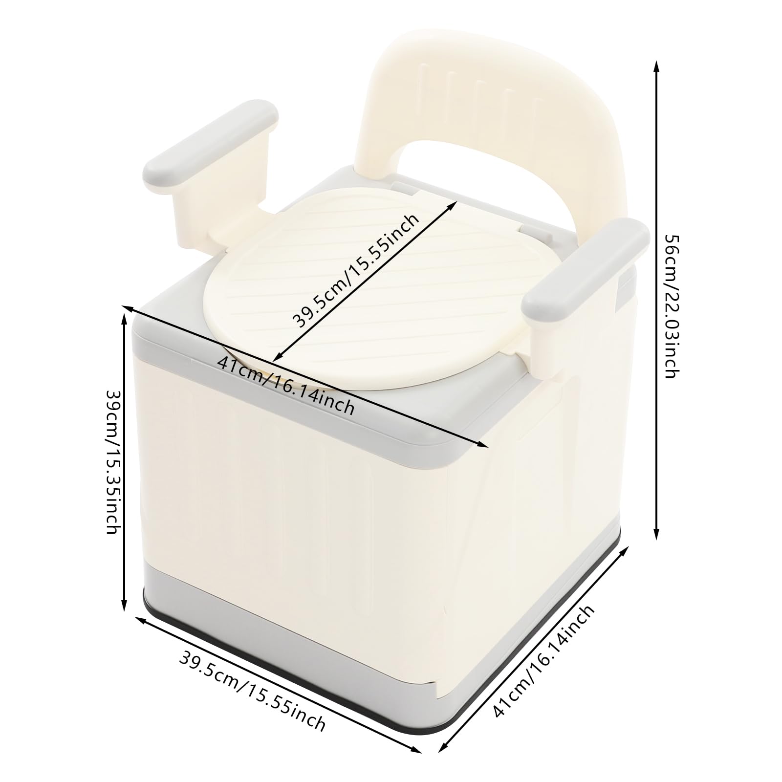 Inodoro portátil plegable de viaje, capacidad máxima de 150 kg, para mesita de noche, juego de inodoro plegable, portátil, inodoro, caravana, senderismo (gris)