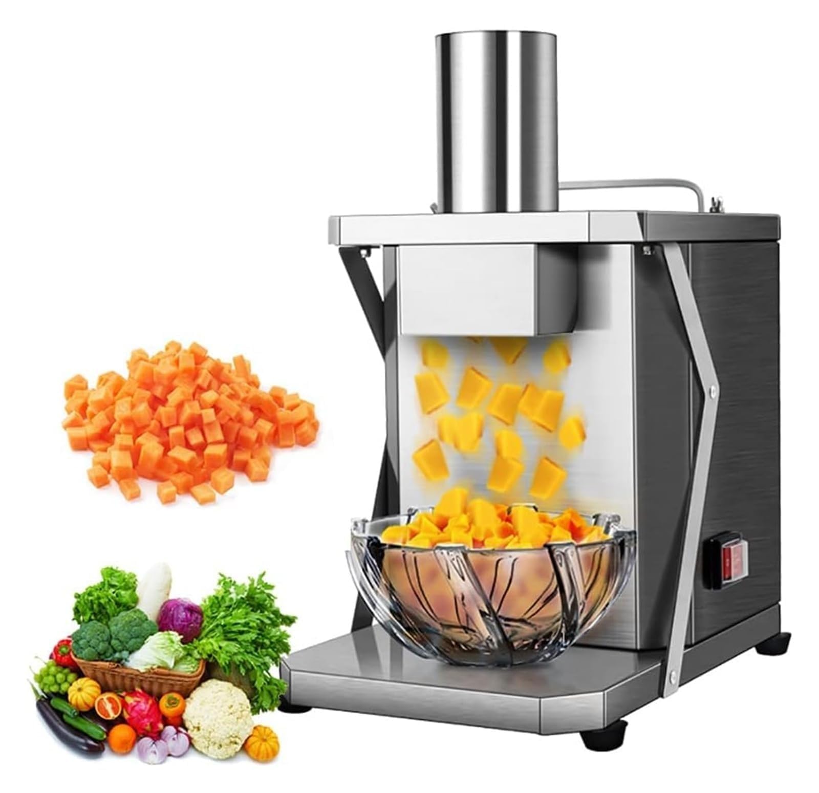 Máquina de cortar verduras, cortador eléctrico comercial con 5 moldes de acero inoxidable para restaurantes, cocinas y catering, equipo profesional de preparación de alimentos