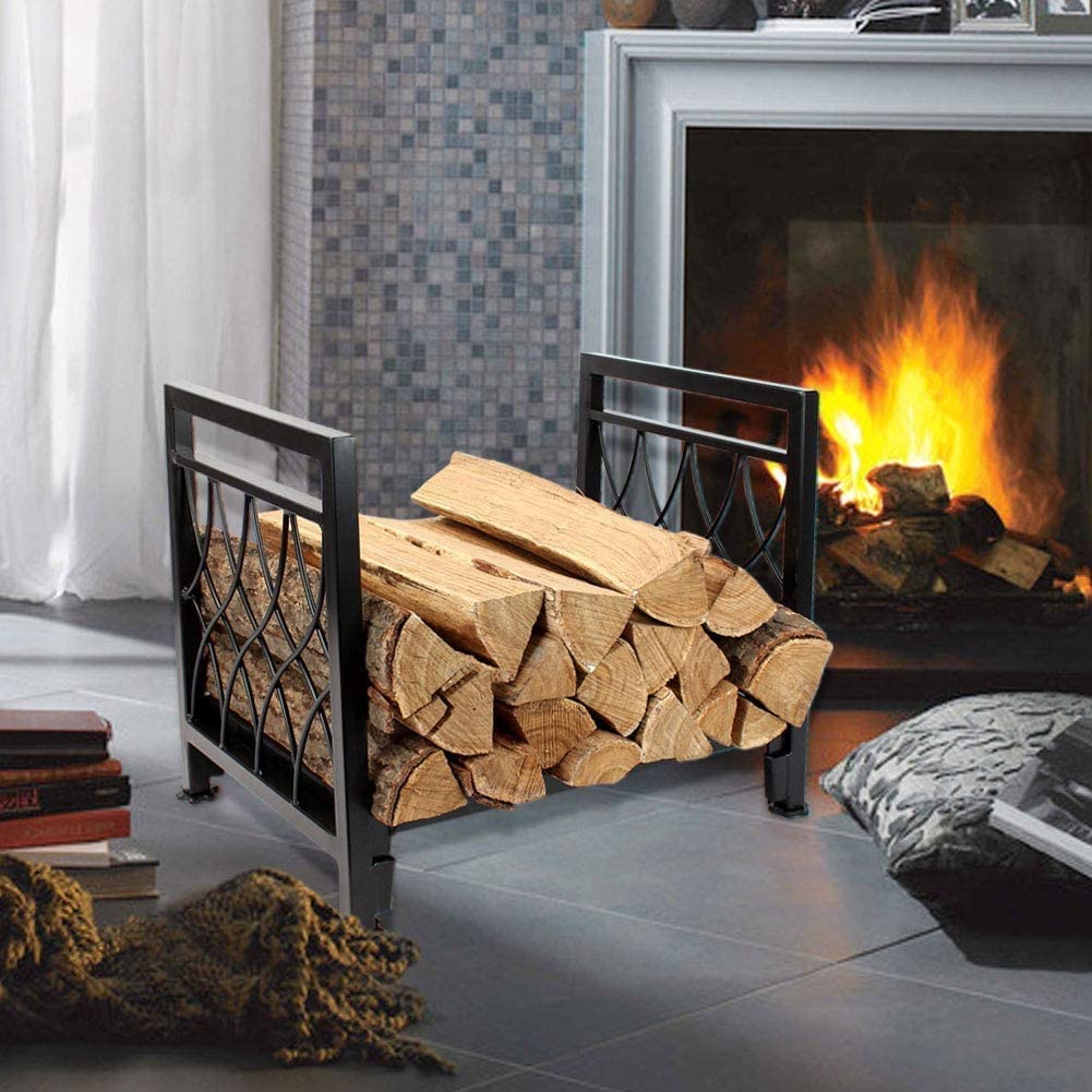 19 Inch Fireplace Log Holder Firewood Rack Indoor Indoor/Outdoor Wood Storage Log Rack