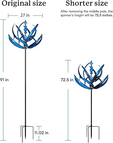 Miniatura 8 de Molinillos de viento de 91 pulgadas para exteriores  Esculturas de viento de metal extra grandes para exteriores con estaca, molinos de viento para