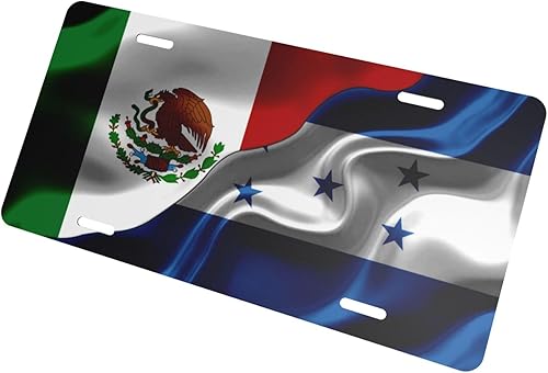Placa de matrícula de la bandera de Honduras de México y Honduras de México y Honduras para la parte delantera del automóvil, etiqueta de aluminio