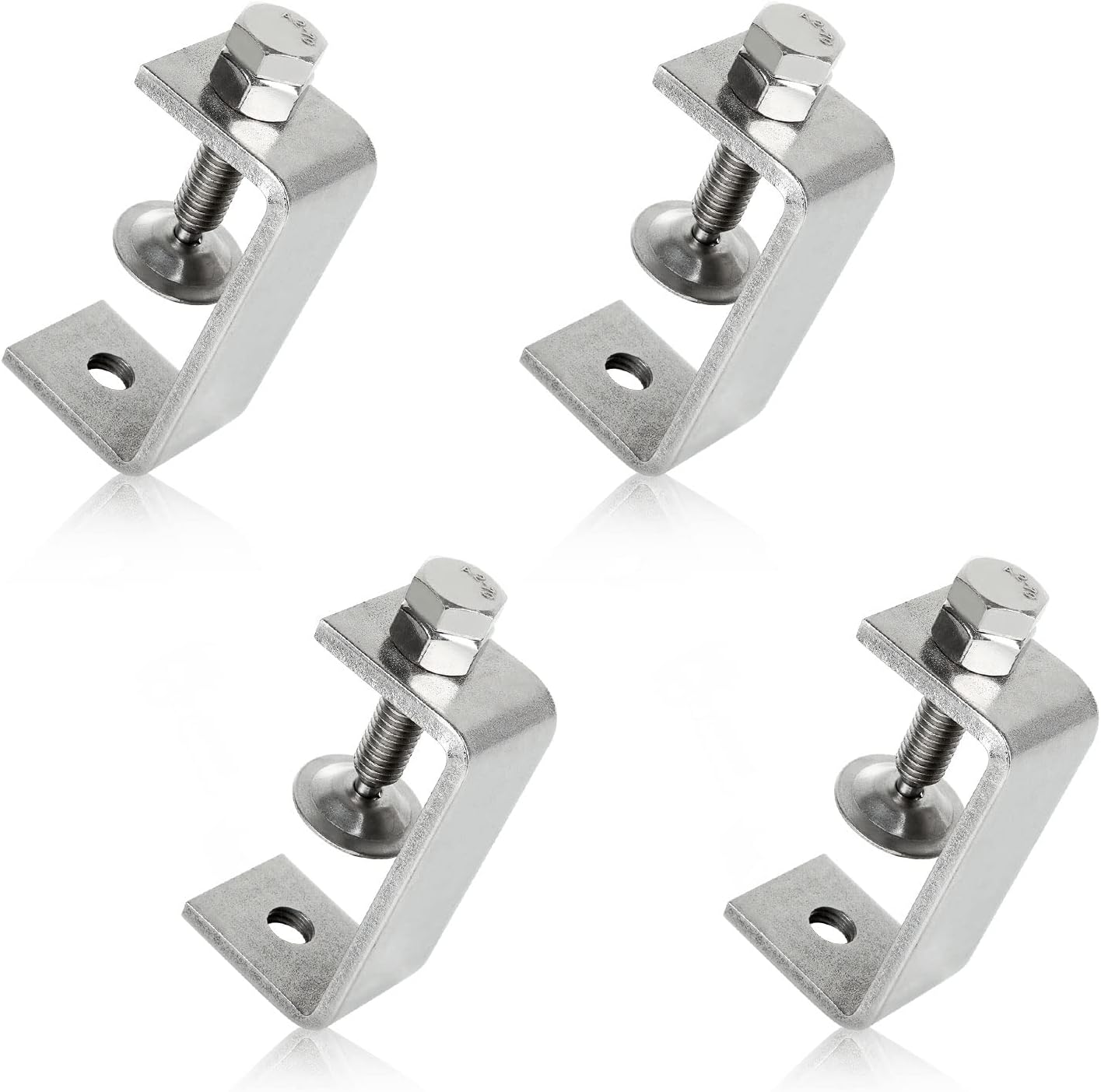 DAJAVE 4 Pack 304 Stainless Steel C Clamp, 2 1/2 Inch Tiger Clamp Heavy Duty Woodworking Clamp with Wide Jaw Openings for Carpentry Woodwork Building Household Desktop