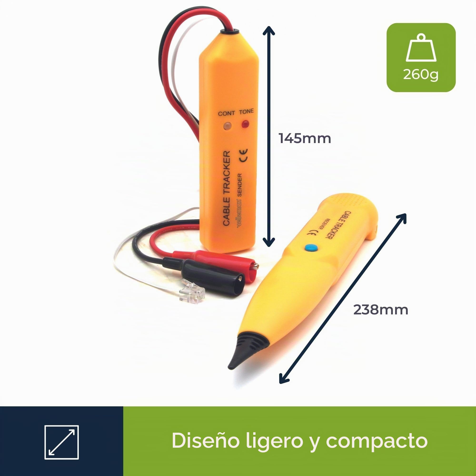 Velleman Localizador de cables y probador de cables con generador de tono para detectar interrupciones de alambre, cable perimetral para todas las cortadoras de césped robot, cableado eléctrico y