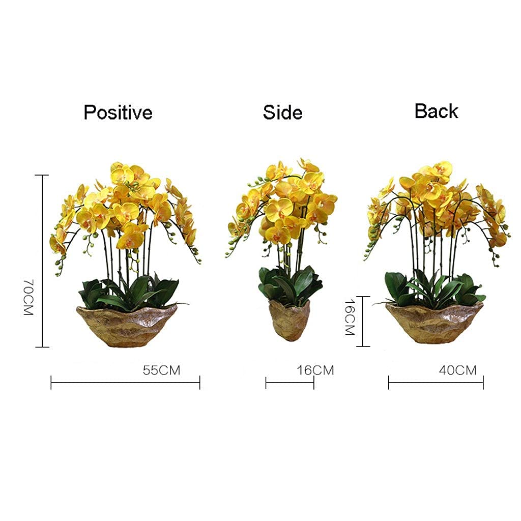 Realistische künstliche Phalaenopsis-Seidenblume, künstliches Arrangement, gelbe Schmetterlingsorchidee-Bonsai mit Harzvase, künstliche Orchideen-Bonsai