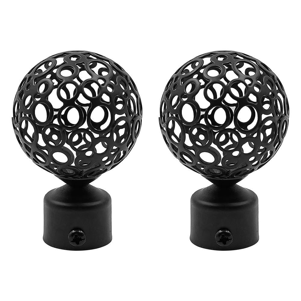 Muiltvoe 2PCS Curtain Pole Ends Finials for Curtain Poles for 25-28mm Curtain Internal Diameter Rods -Black