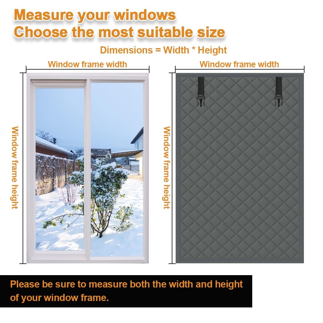 Rideau Thermique Isolant Anti Froid en d'hiver, Kit D'isolation de Fenêtr, Couverture de fenêtre en tissu Oxford, Coupe-Vent, Imperméable, Isolant Phonique(Noir,195x175cm)