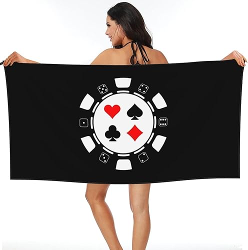 Miniatura 7 de VALBEL Poker Card Casino - Toalla de baño ligera de 31.5 x 63 pulgadas, de secado rápido, de microfibra absorbente y absorbente para ducha