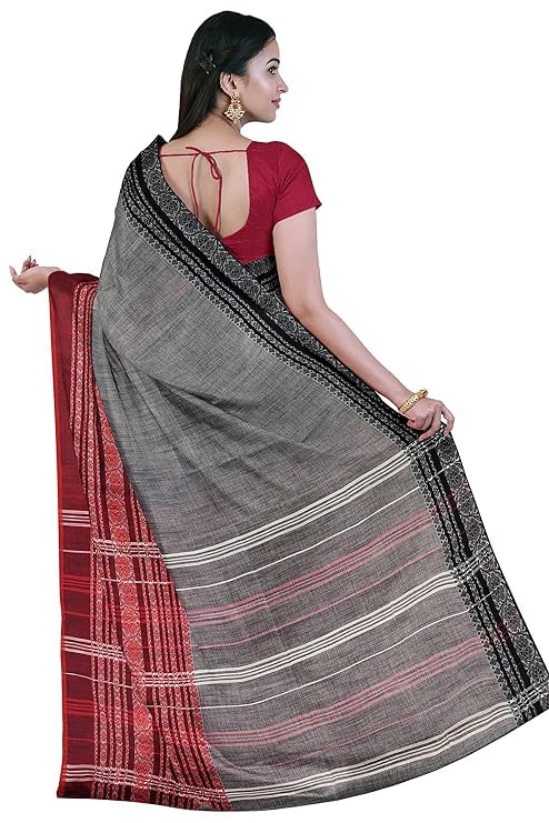 Image of eC ESHA'S COLLECTION Women's Cotton Blend Begumpuri Handloom Saree With Unstitched Running Blouse Piece