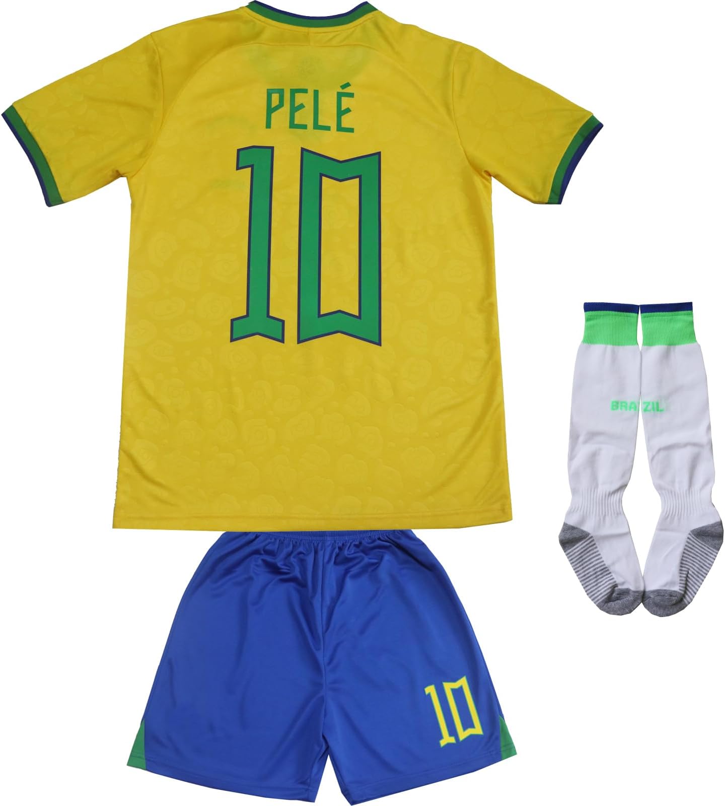 Vintage Brasil Home #10#9 Retro Football Soccer Kids Jersey Shorts Socks Set Youth Sizes